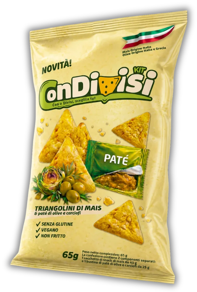 ConDivisi Kit — Triangolini di mais e paté di olive e carciofi